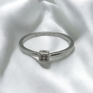 Anel 4 Zircônias Quadrado Revestidas