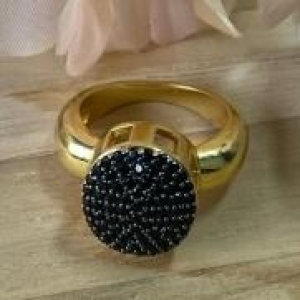 Anel Chuveiro Oval Zirconias Negras