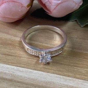 Anel Solitario Rodio Prata