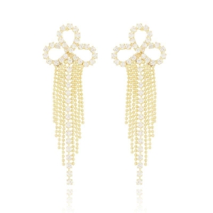 Brinco Franjas Pedras Cristais