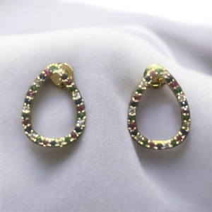 Brincos Gotas c/ Zircônias Coloridas 