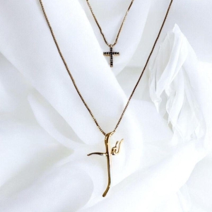 Colar Duplo Gargantilha Cruz/Fé