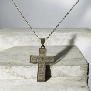 Gargantilha Cruz + Oração Pai Nosso 60cm