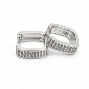 Brinco Argola Click Quadrado Zirconias