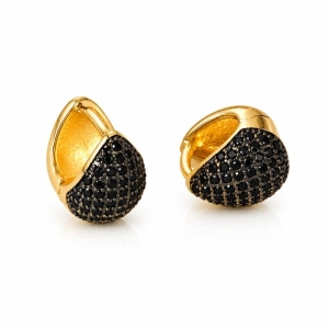 Brinco Cravejado Zirconias Negras