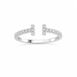 Anel Dois Traços Paralelos Cravejados
