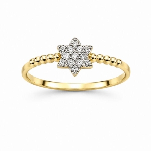 Anel Estrela Cravejada Detalhes Laterais