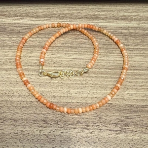 Colar Pedras Jade Laranja Escuro 3mm