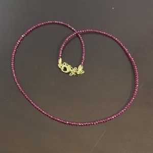 Colar Pedras Jade Rubi Transparente 2mm