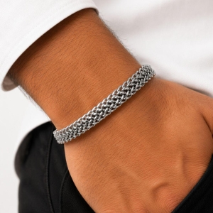 Pulseira Masculina 3 Fileiras Elos Engatados