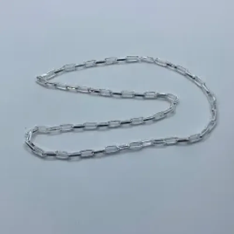 Corrente Cartier Alongada 5x12mm Fecho Italiano 60cm Prata