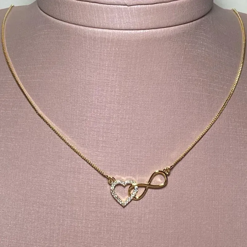 Colar Infinito Laçado no Coração 40cm