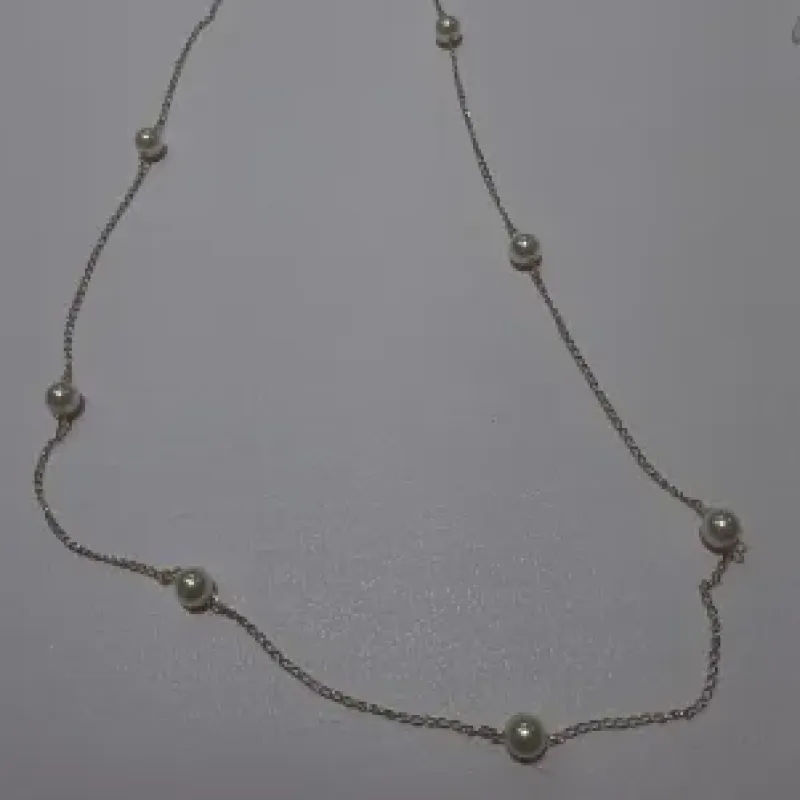 Colar perolas com  corrente 70cm