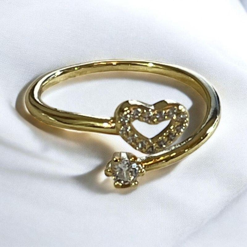 Anel Coração Brilhante Regulável