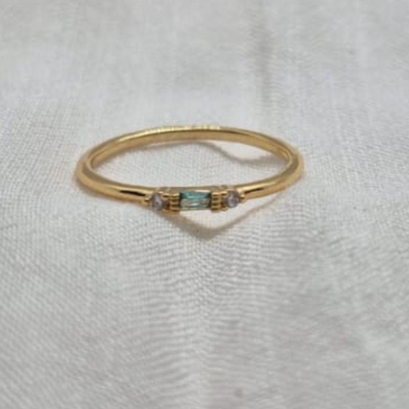 Anel Fino Pedra Retangular