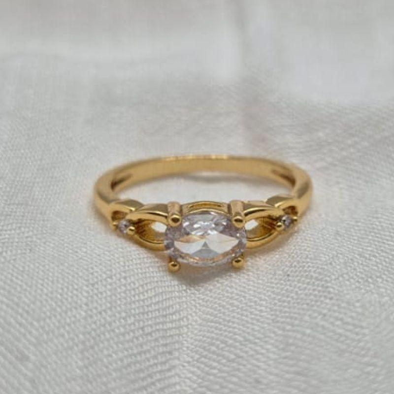 Anel Solitário Brilhante Oval