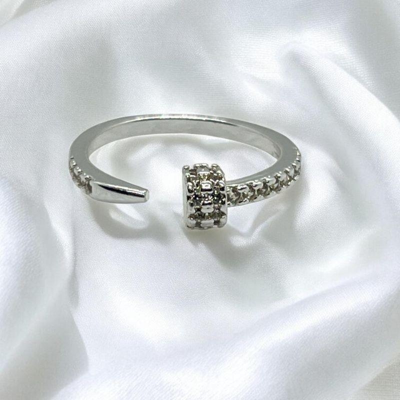 Anel Tipo Prego c/ 3 Filas de Brilhantes