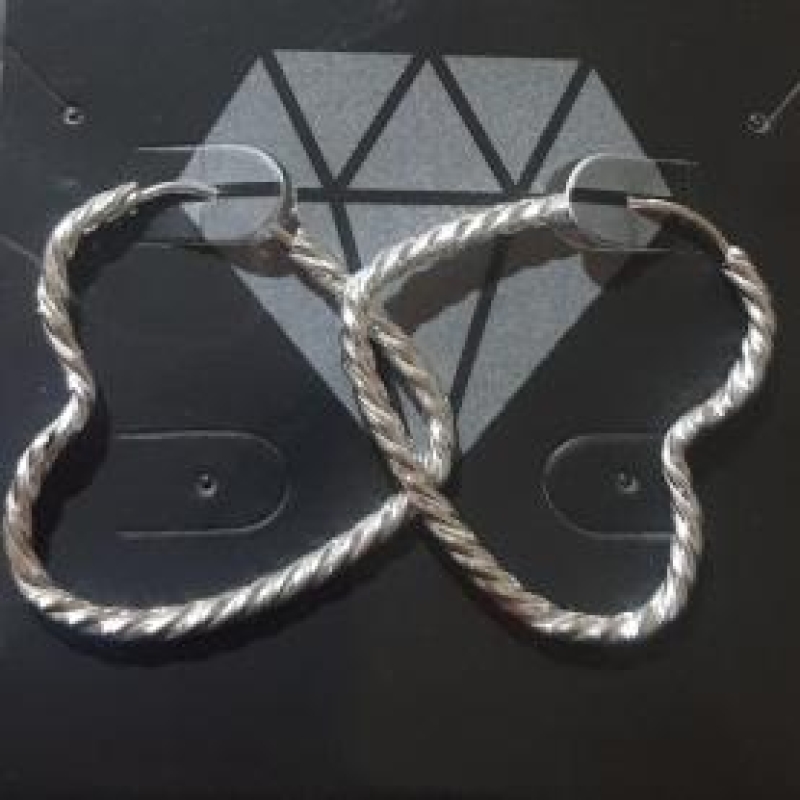 Brinco Argola Coração Prata 925