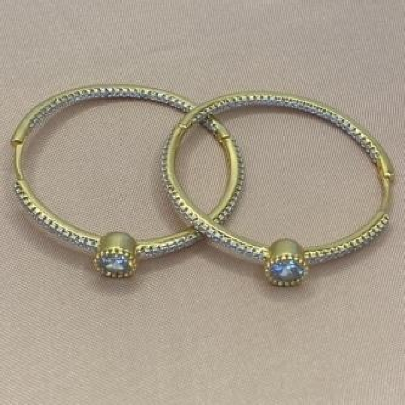 Brinco Argola Cravejada Pedra Redonda