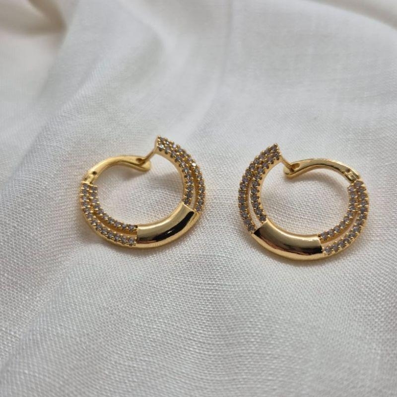 Brinco Argola Dupla Brilhantes