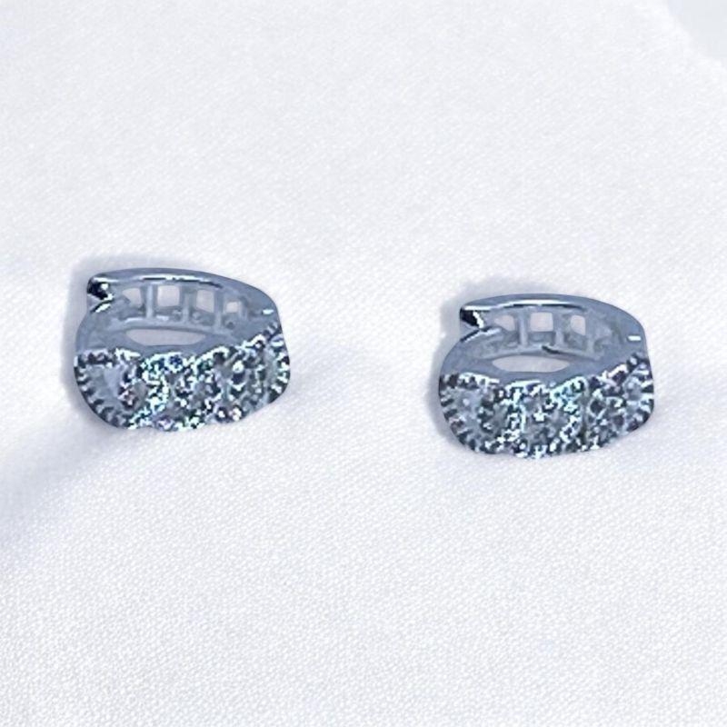 Brinco Argolinha Cravejada Prata