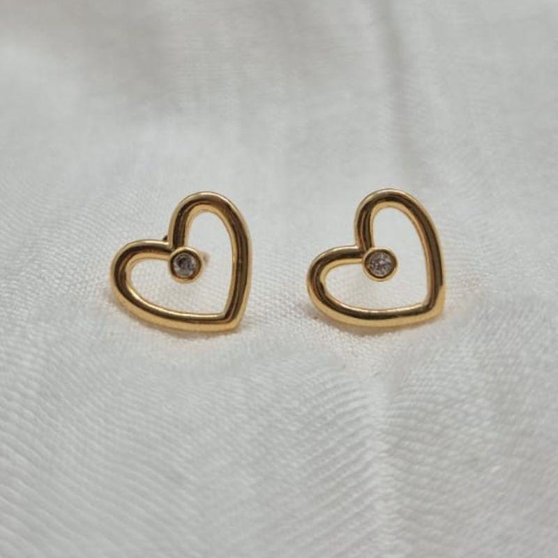 Brinco Coração Brilhante Central