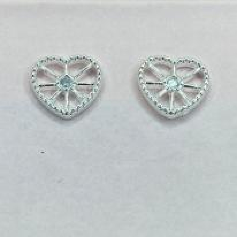 Brinco Coração c/ Traços e Pedra Central