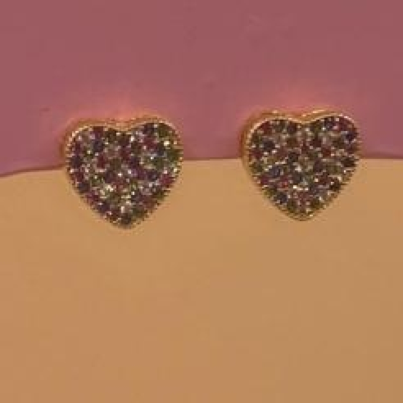 Brinco Coração Zirconias Coloridas