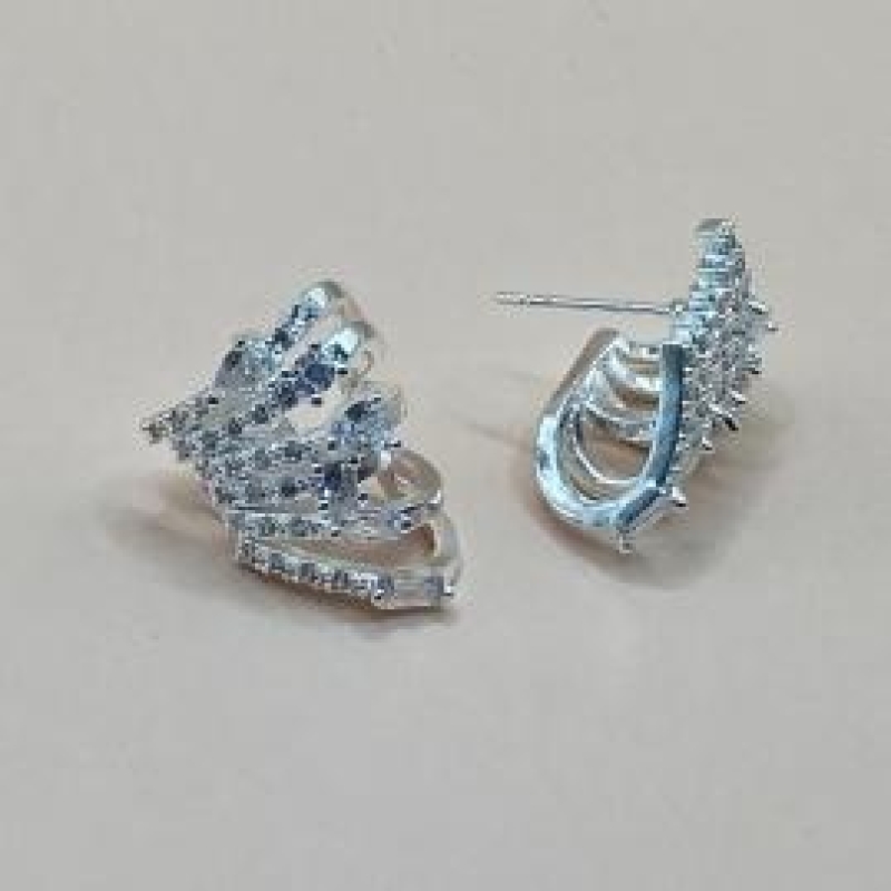 Brinco Earcuff Microzirconias c/ Pedra Cristal