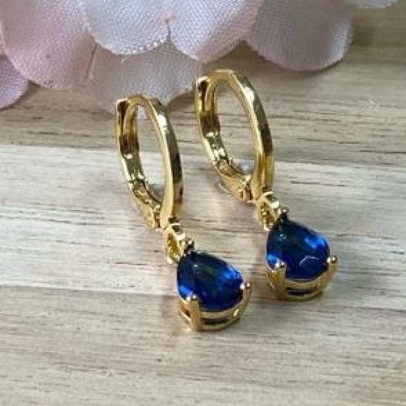 Brinco Gota Azul Escuro