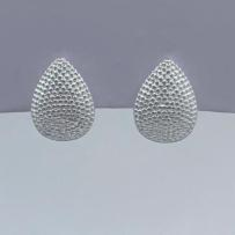 Brinco Gota Trabalhada Maciça Prata