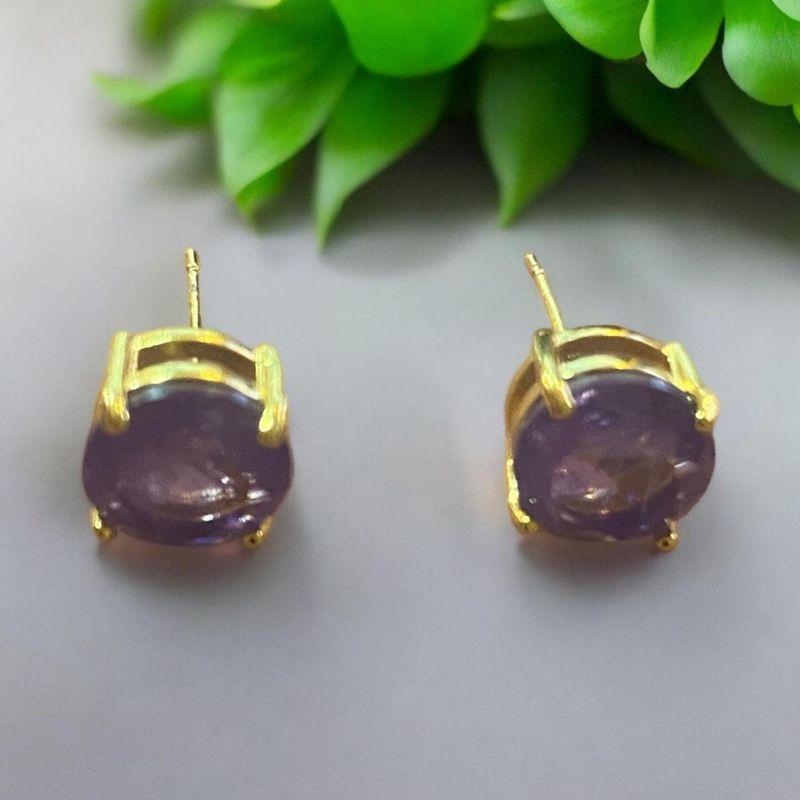 Brinco Pedra Roxa Clara