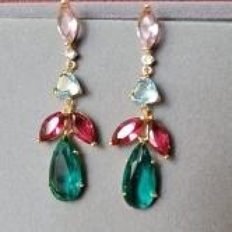 Brinco Pedras Coloridas