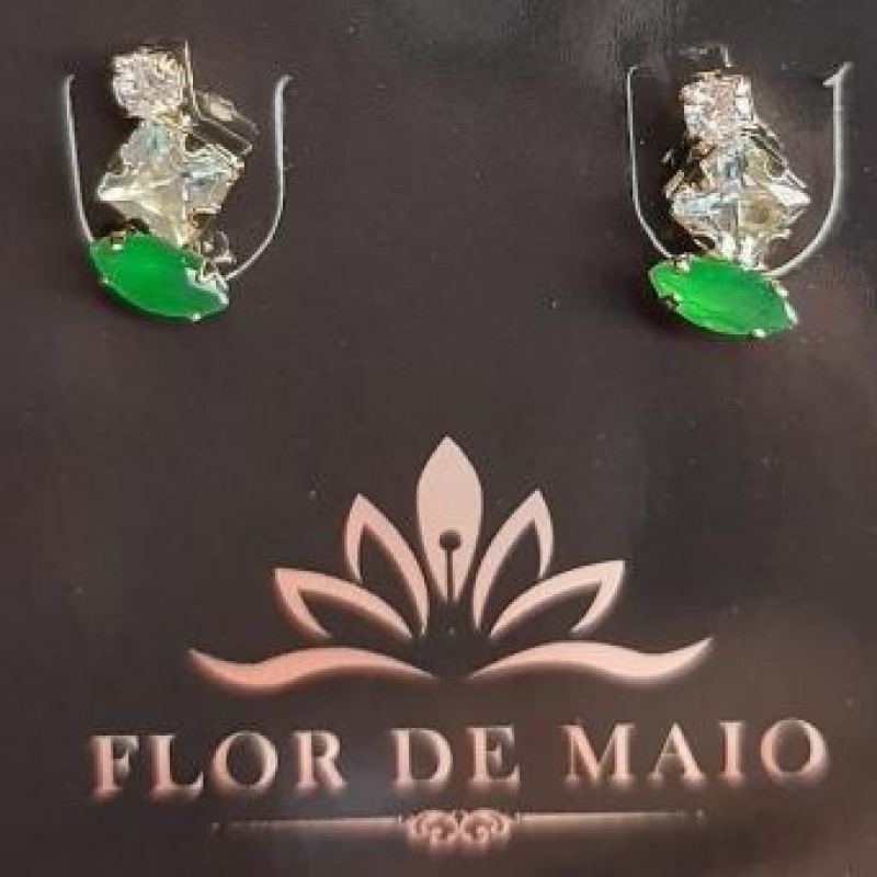 Brinco Pedrinhas Coloridas