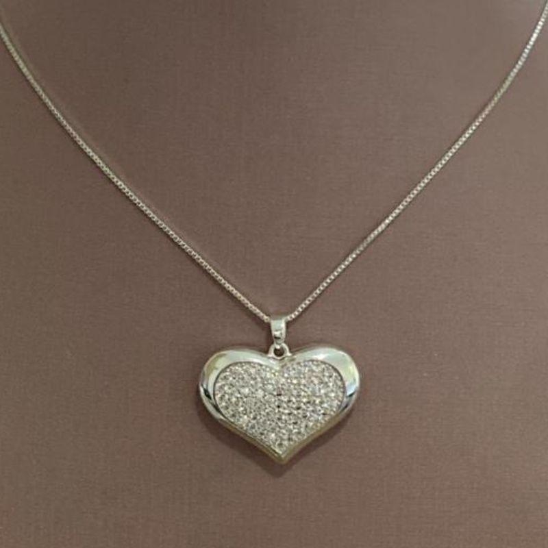 Colar Coração Brilhantes Prata