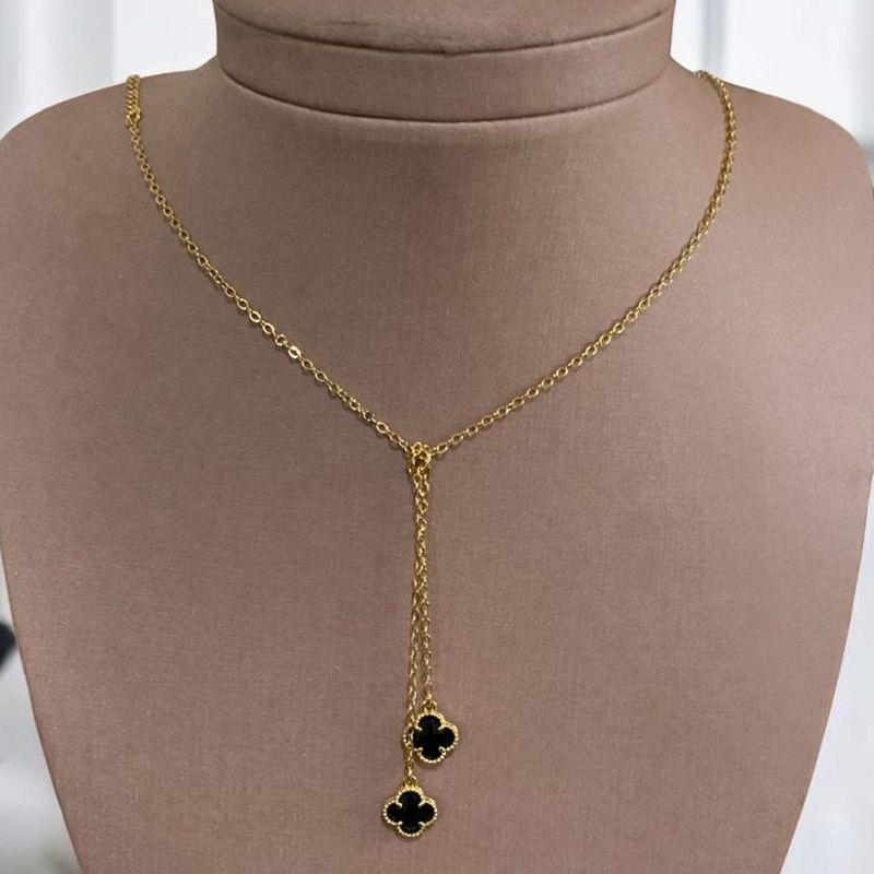 Colar Gravata Trevo Preto