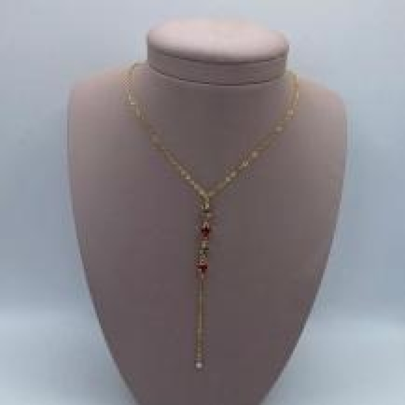 Colar Pingente Pedras Vermelhas