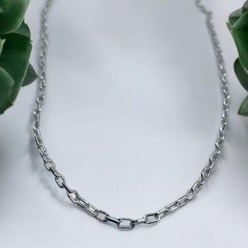 Corrente Cartier Cadeado 2.5x4mm Masculino Prata