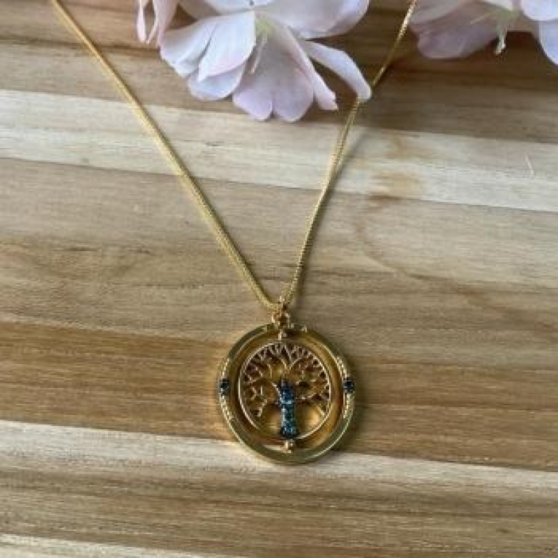 Corrente com Pingente Arvore Vida Giratoria