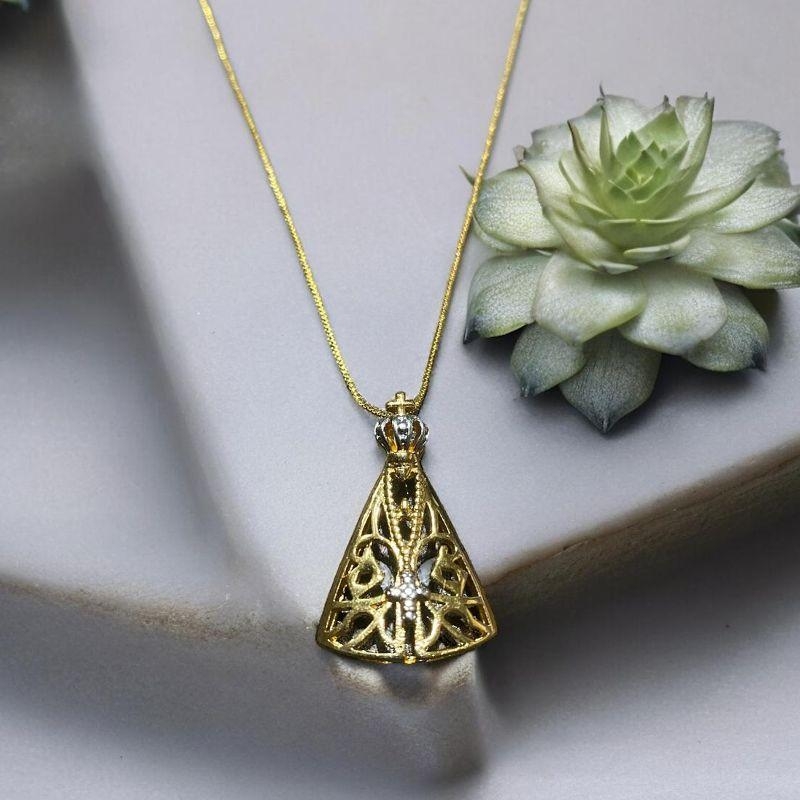 Corrente com Pingente Nossa Senhora Vazado