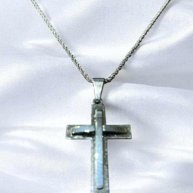 Corrente Fina Masculina c/ Crucifixo Aço Inox