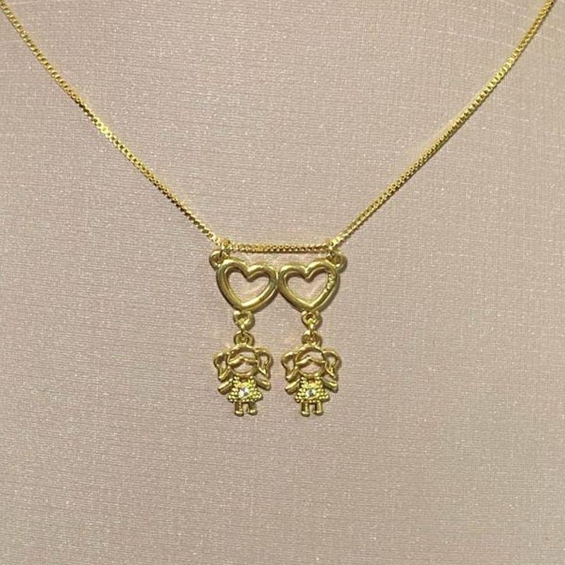 Corrente Pingente Coração 2 Meninas