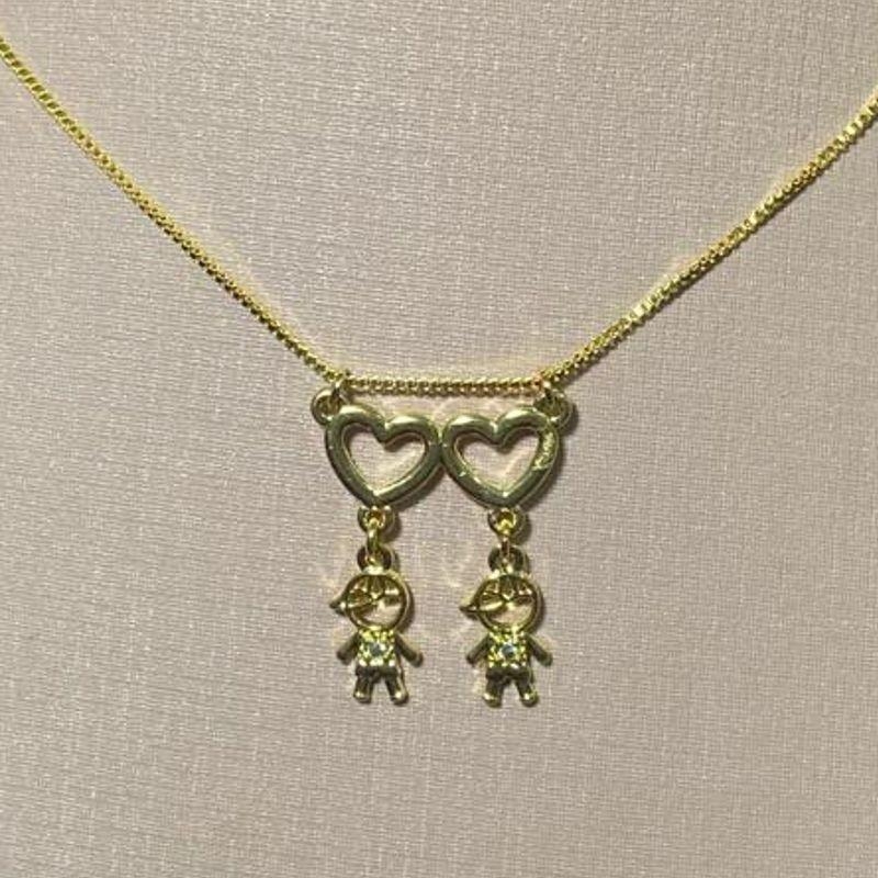 Corrente Pingente Coração 2 Meninos