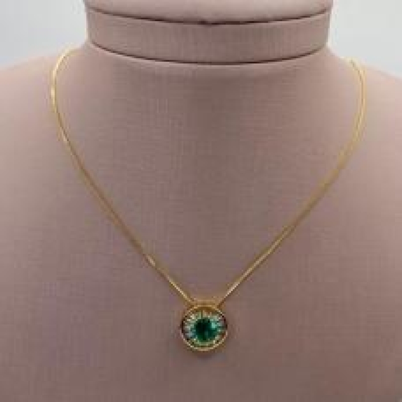 Corrente Pingente Pedra Verde