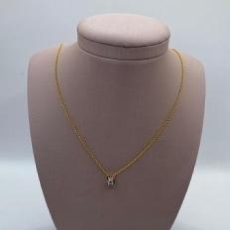 Corrente Pingente Quadrado Pedra Color