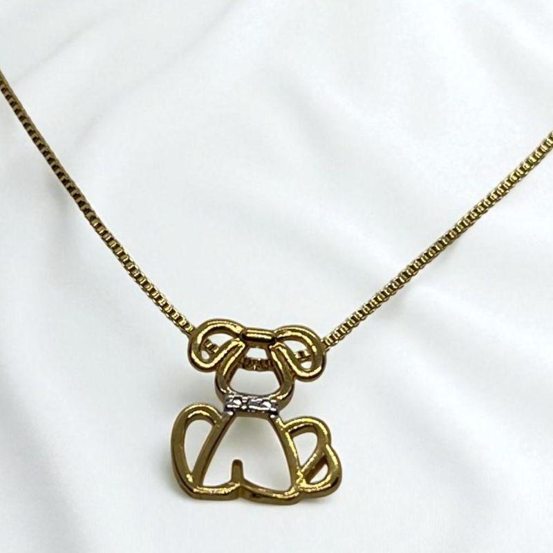 Corrente Veneziana c/ Pingente Cachorro Vazado