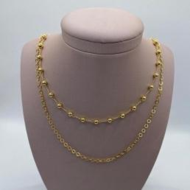 Gargantilha Dupla Elos Bolinhas