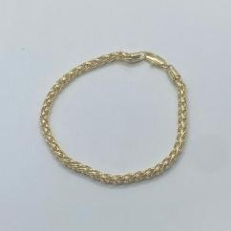 Pulseira de Corda Trançada 4mm Fecho Italiano 21 cm