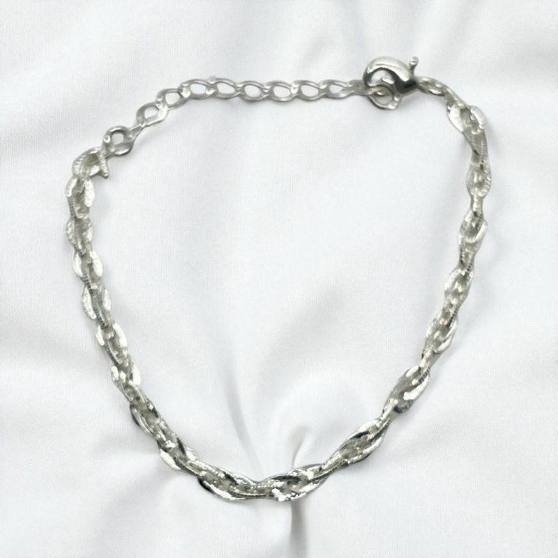 Pulseira Elos Trançados Prata