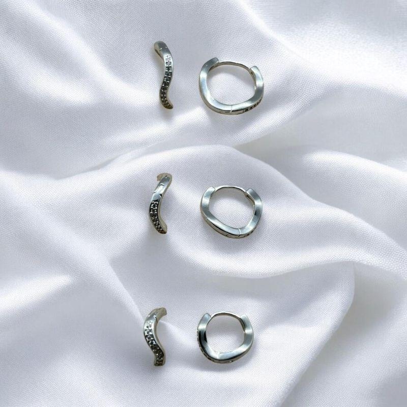 Trio Brinco de Argolas Onduladas